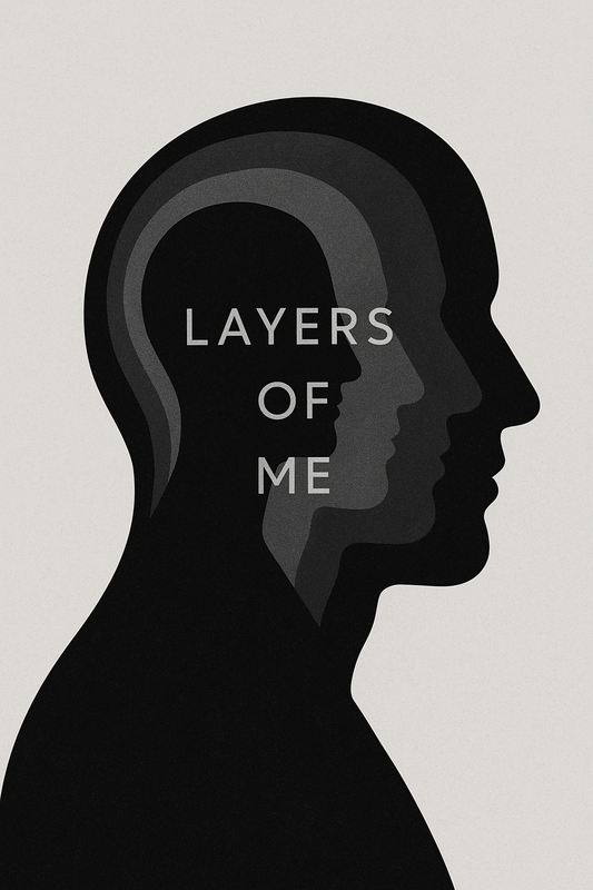 Silhouette of a human head with layered shapes inside, representing identity, self-reflection, and looking beyond personal narratives