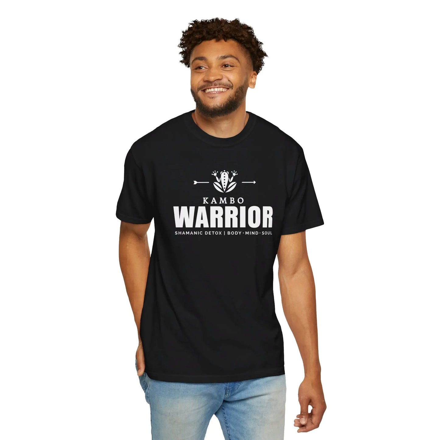 Guy wearing Kambo Warrior square cut t-shirt black